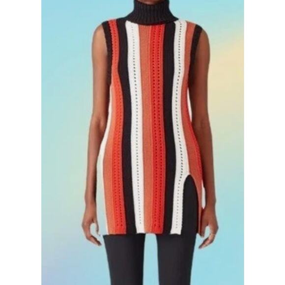 Derek Lam 10 Crosby Sweaters - Derek Lam 10 Crosby Multi Color Striped Sleeveless Knit Turtleneck Sweater Sz S